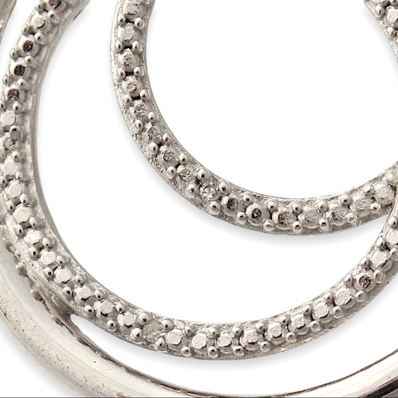 Estate Genuine Diamond Sterling Silver Pendant Necklace Interlocking Circle JWBR - Picture 4 of 6